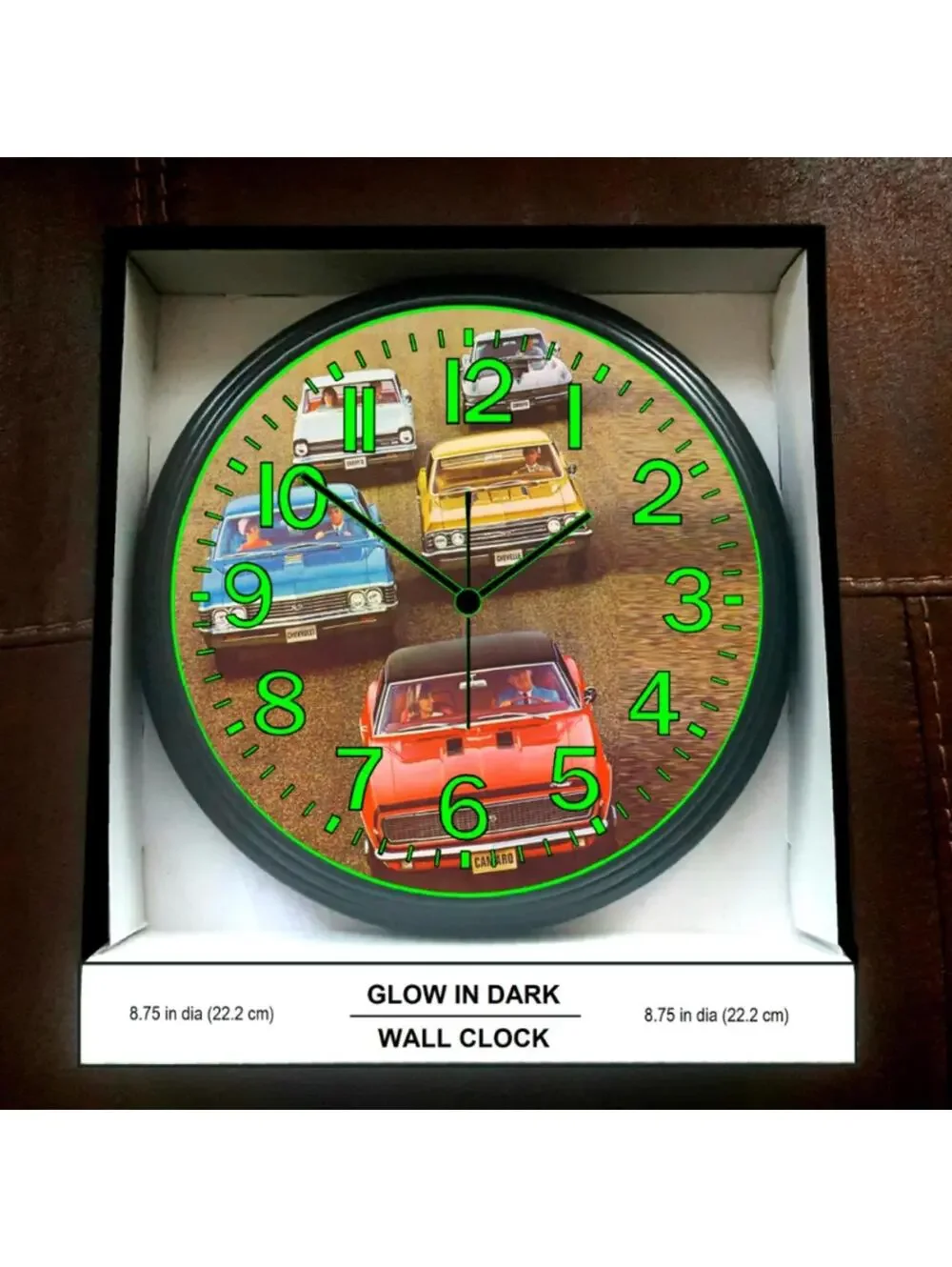 1960s Chevy Chevrolet Camaro Chevelle Corvette Nova Glow In The Dark Wall Clock